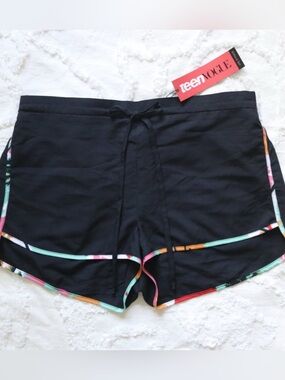 Teen Vogue | Soft Lightweight Colorful Trim Athletic Running Swim Beach Shorts L